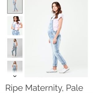 Ripe Maternity - Pale Blue Denim Overalls (Size Large)